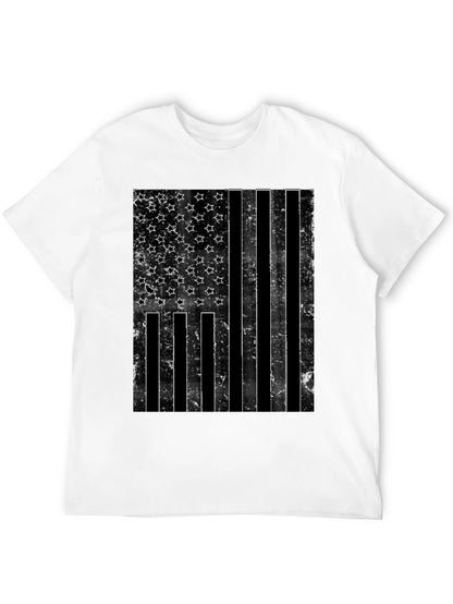 Distressed American Flag Graphic Tee - Black