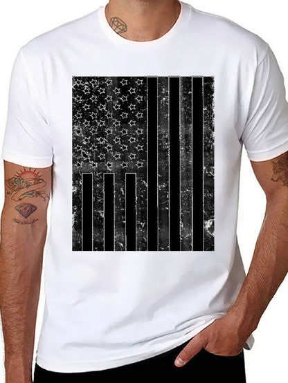 Distressed American Flag Graphic Tee - Black