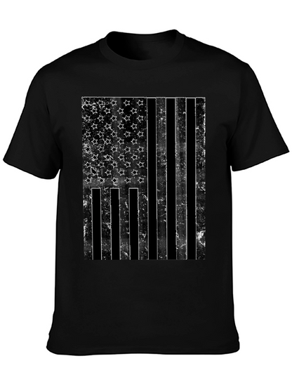 Distressed American Flag Graphic Tee - Black