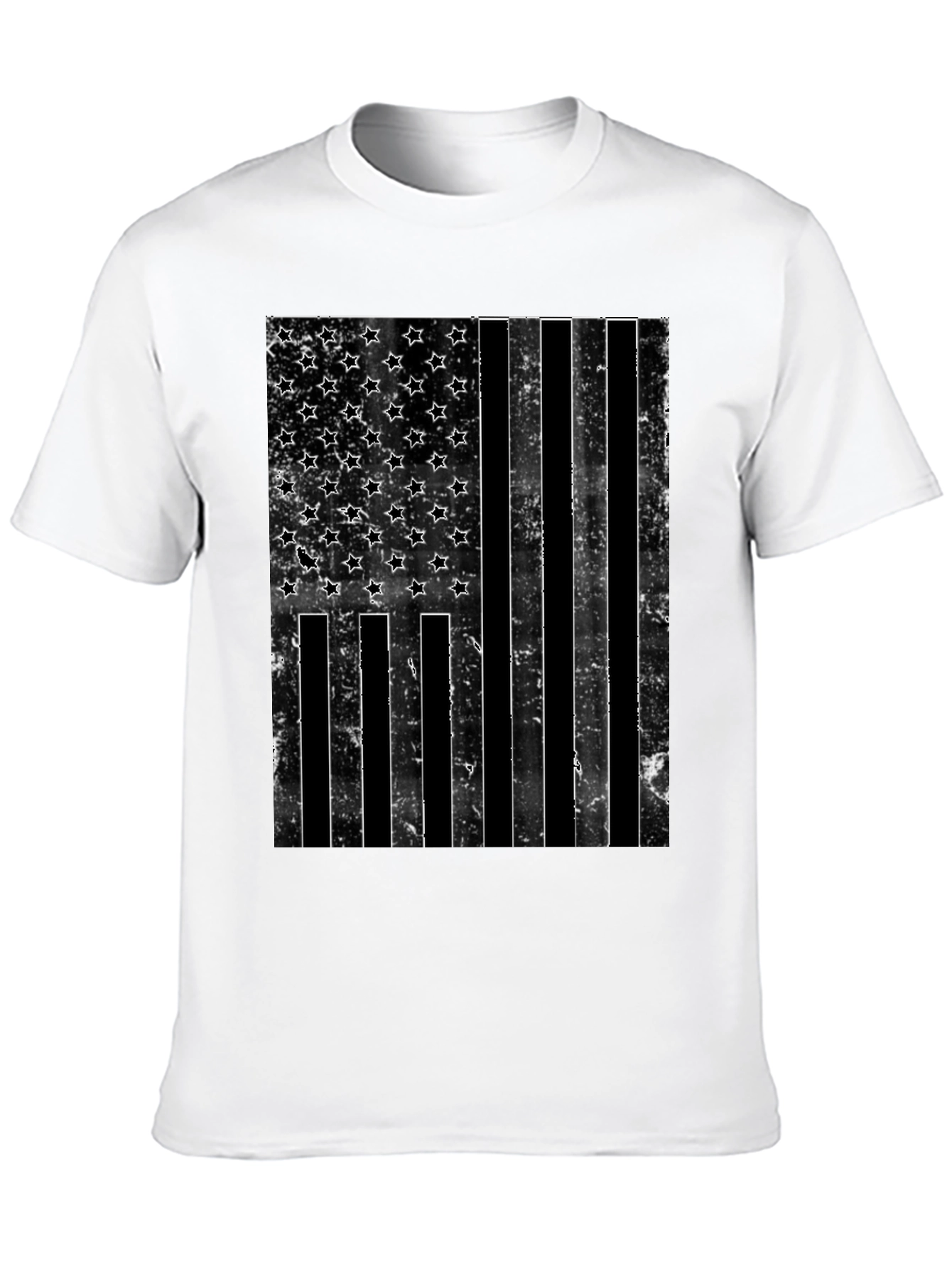 Distressed American Flag Graphic Tee - Black