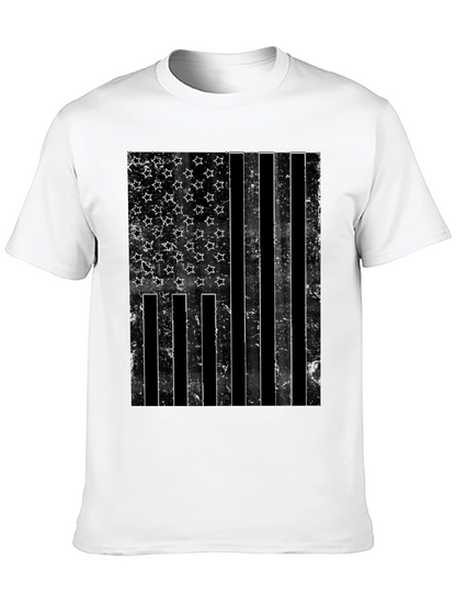 Distressed American Flag Graphic Tee - Black