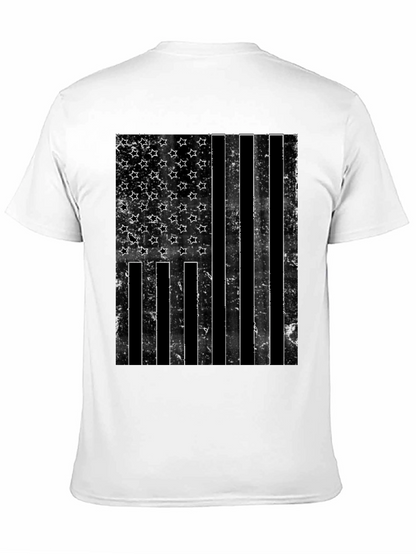 Distressed American Flag Graphic Tee - Black