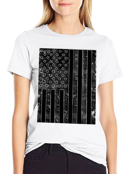 Distressed American Flag Graphic Tee - Black