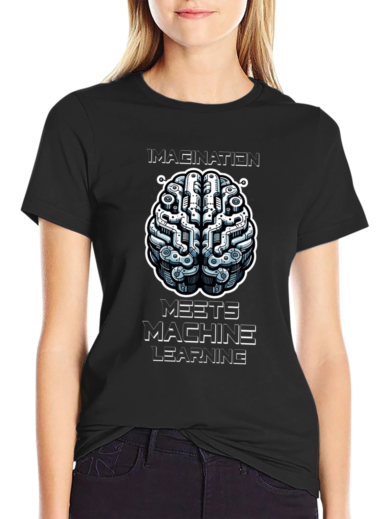 Imagination Meets Machine Learning Black Graphic Tee