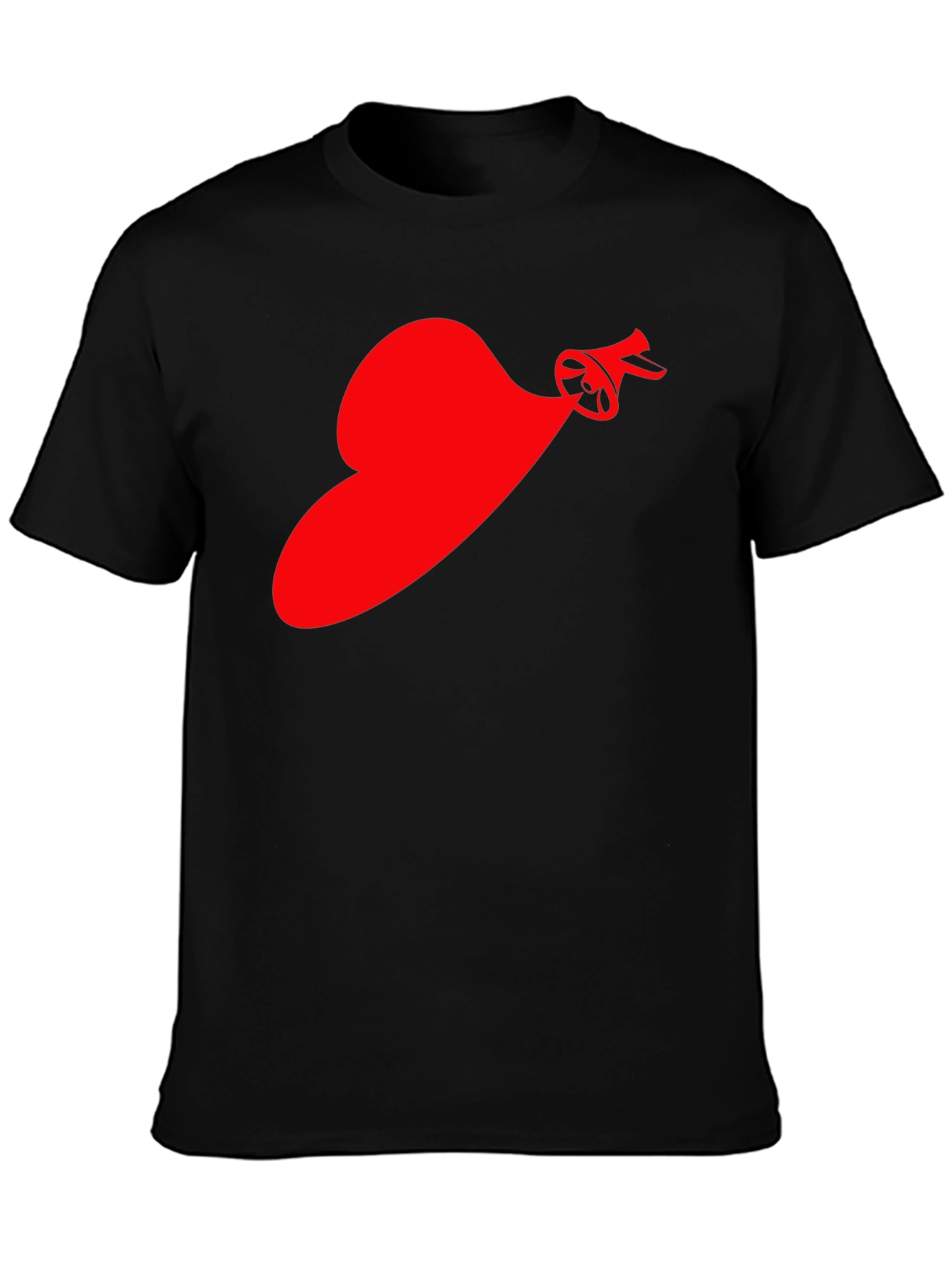 Red Speaker Heart T-Shirt - Black Cotton Tee