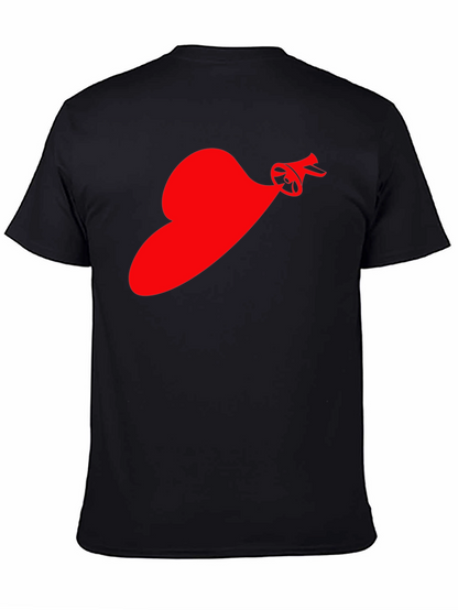 Red Speaker Heart T-Shirt - Black Cotton Tee