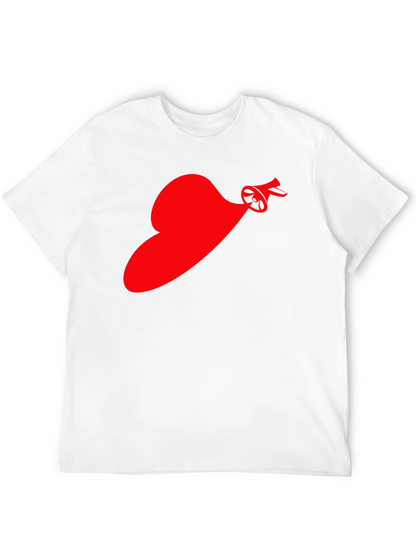Red Speaker Heart T-Shirt - Black Cotton Tee