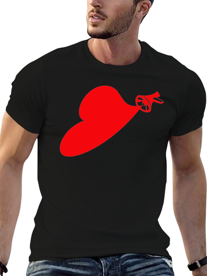 Red Speaker Heart T-Shirt - Black Cotton Tee