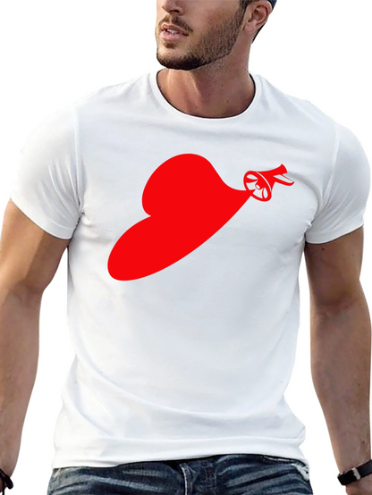 Red Speaker Heart T-Shirt - Black Cotton Tee