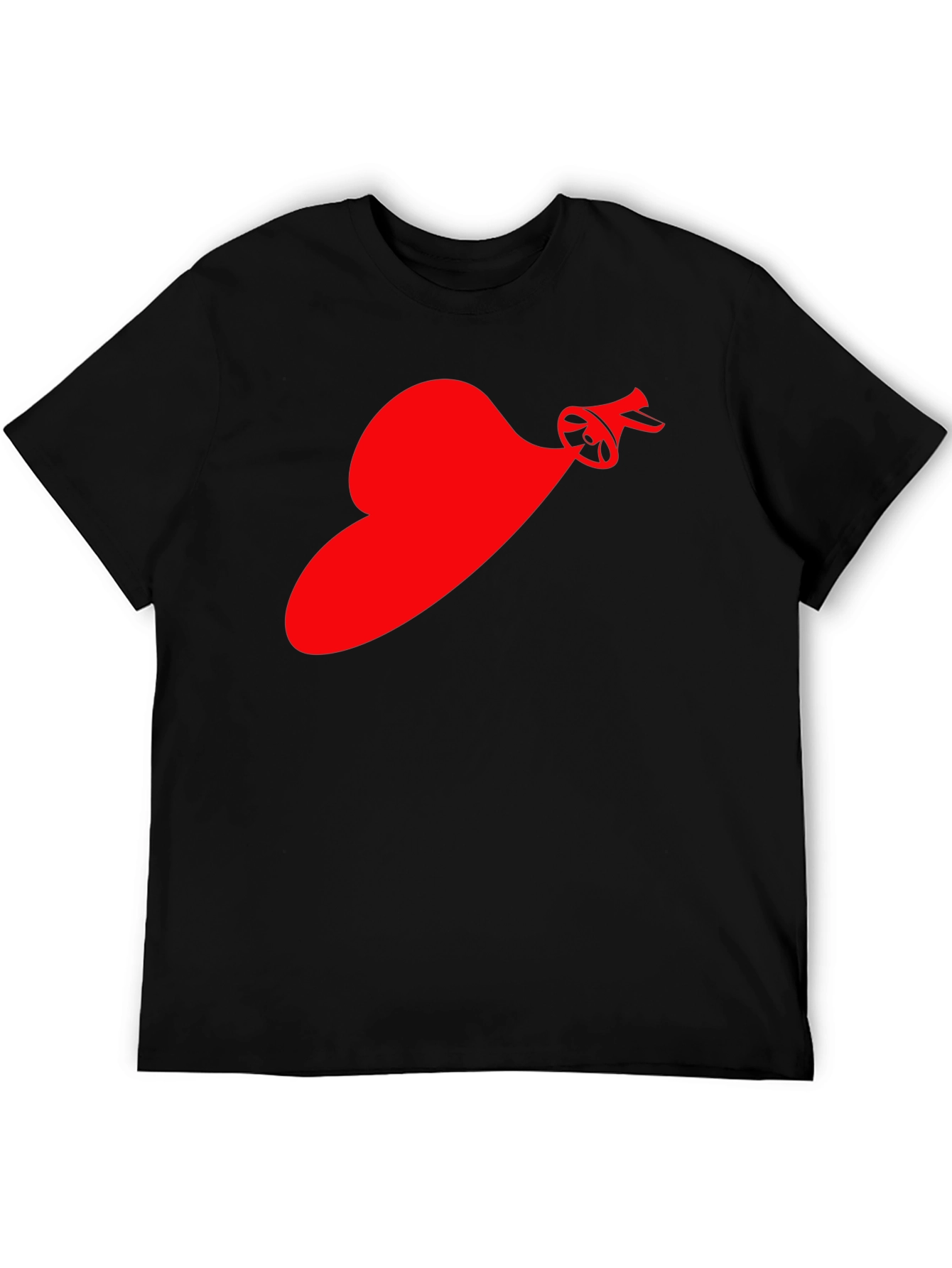 Red Speaker Heart T-Shirt - Black Cotton Tee