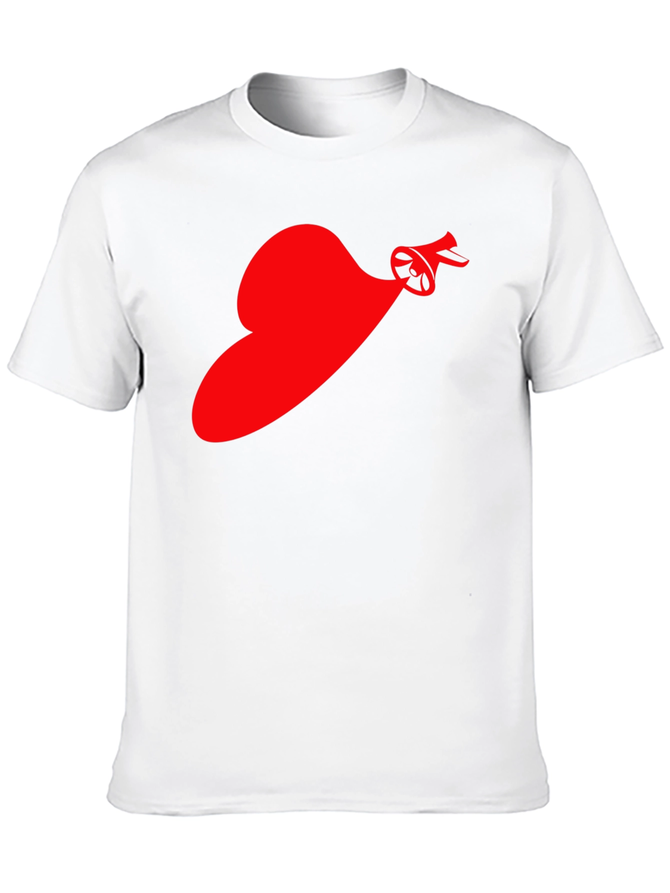 Red Speaker Heart T-Shirt - Black Cotton Tee