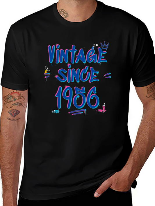 Vintage Since 1956 Mens Black Graphic Tee
