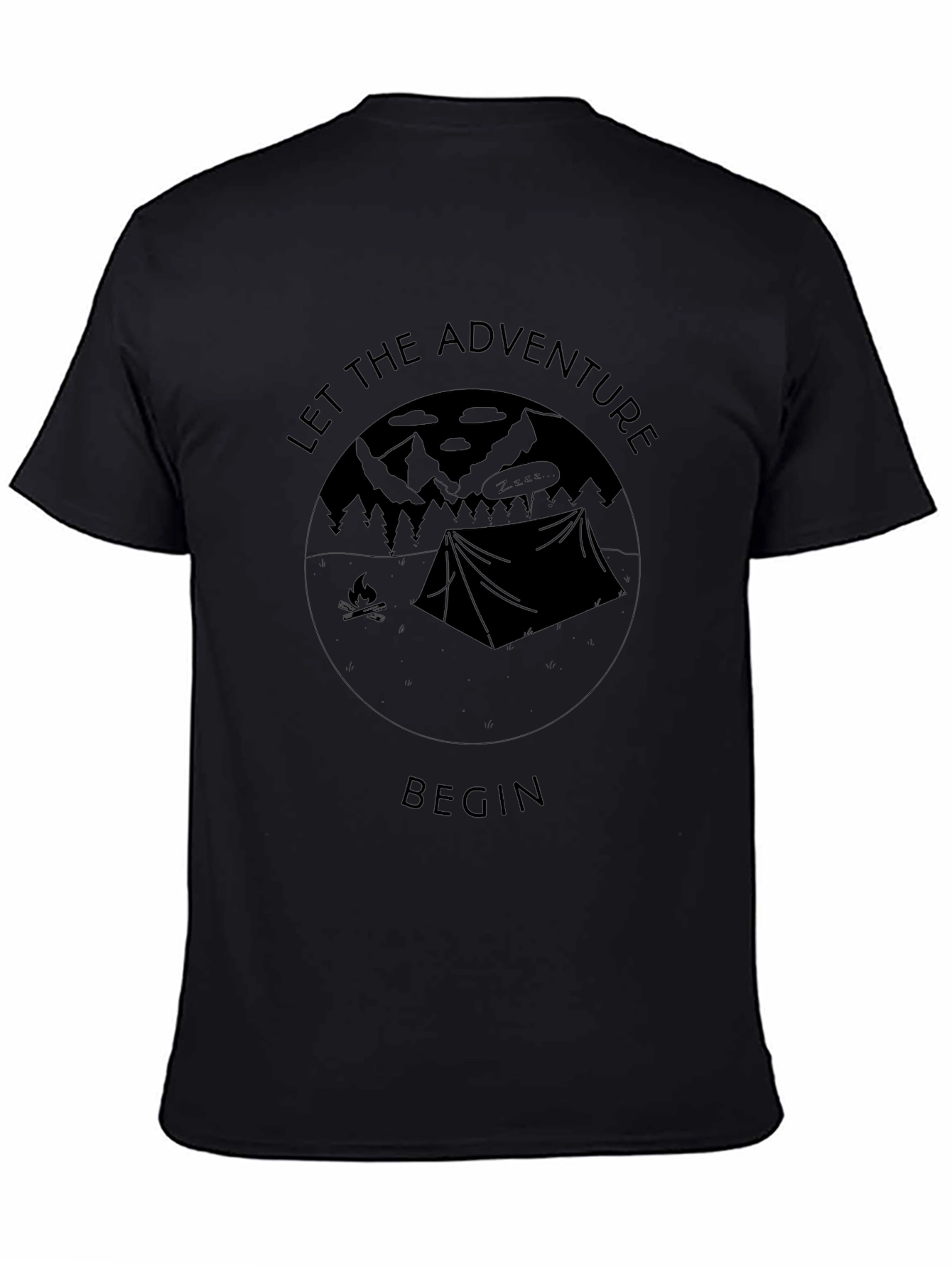 Let the Adventure Begin Black Graphic T-Shirt