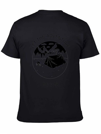 Let the Adventure Begin Black Graphic T-Shirt