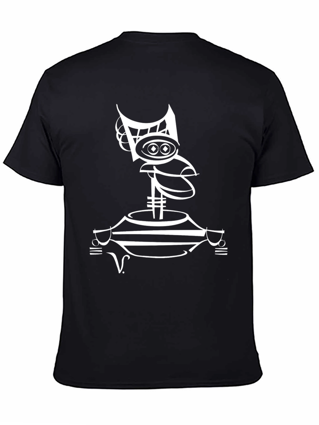 Abstract Robot Graphic Tee - Modern Black T-Shirt