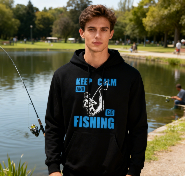 Casual Fisherman 'KEEP CALM' Hooded Top