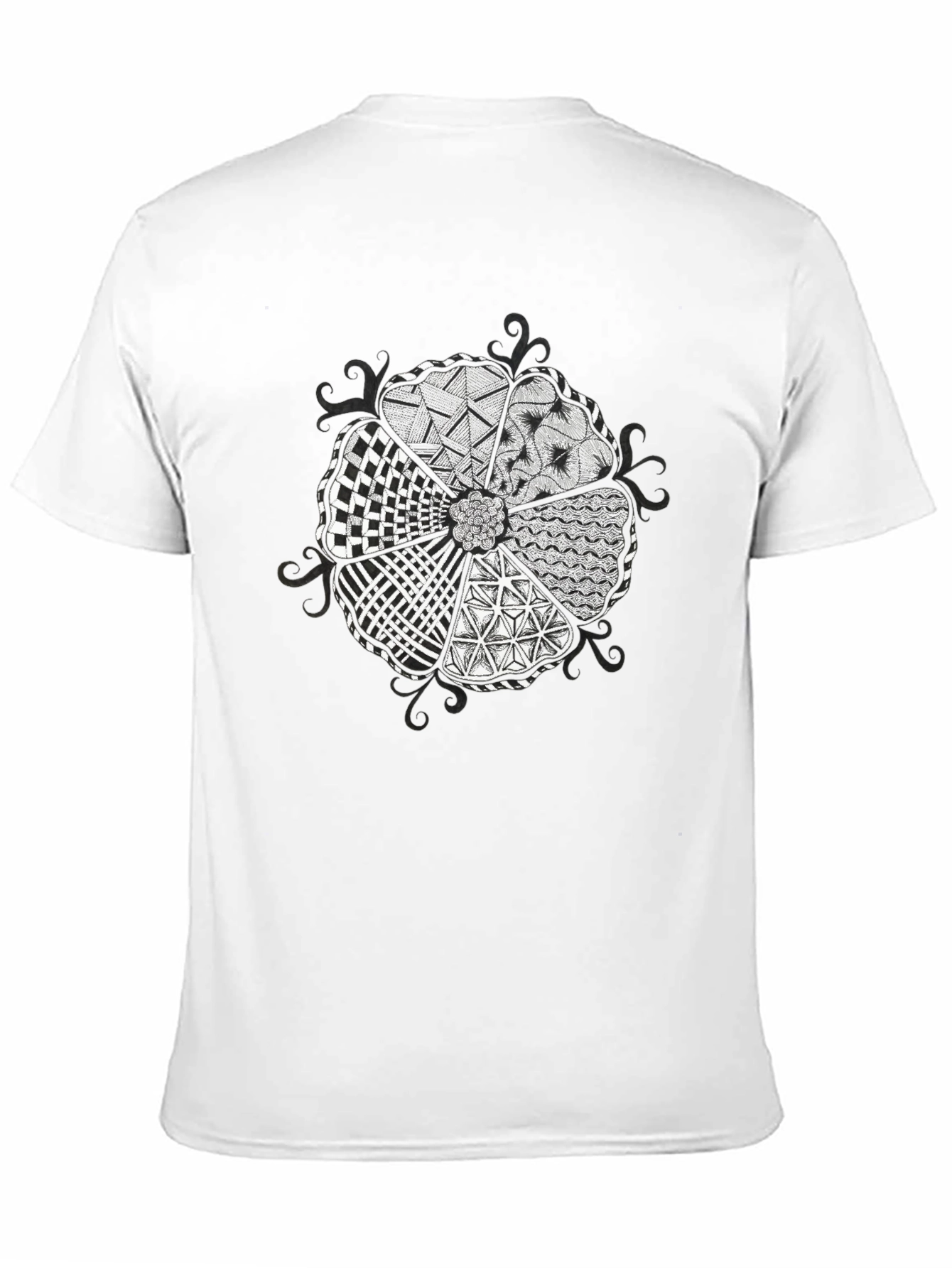 Abstract Floral Pattern Black T-Shirt