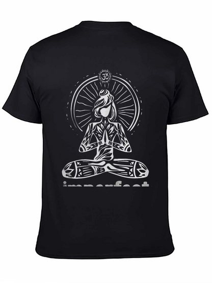 Imperfect Yoga Graphic Print Black T-Shirt