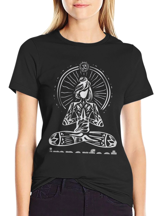 Imperfect Yoga Graphic Print Black T-Shirt