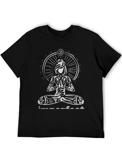 Imperfect Yoga Graphic Print Black T-Shirt