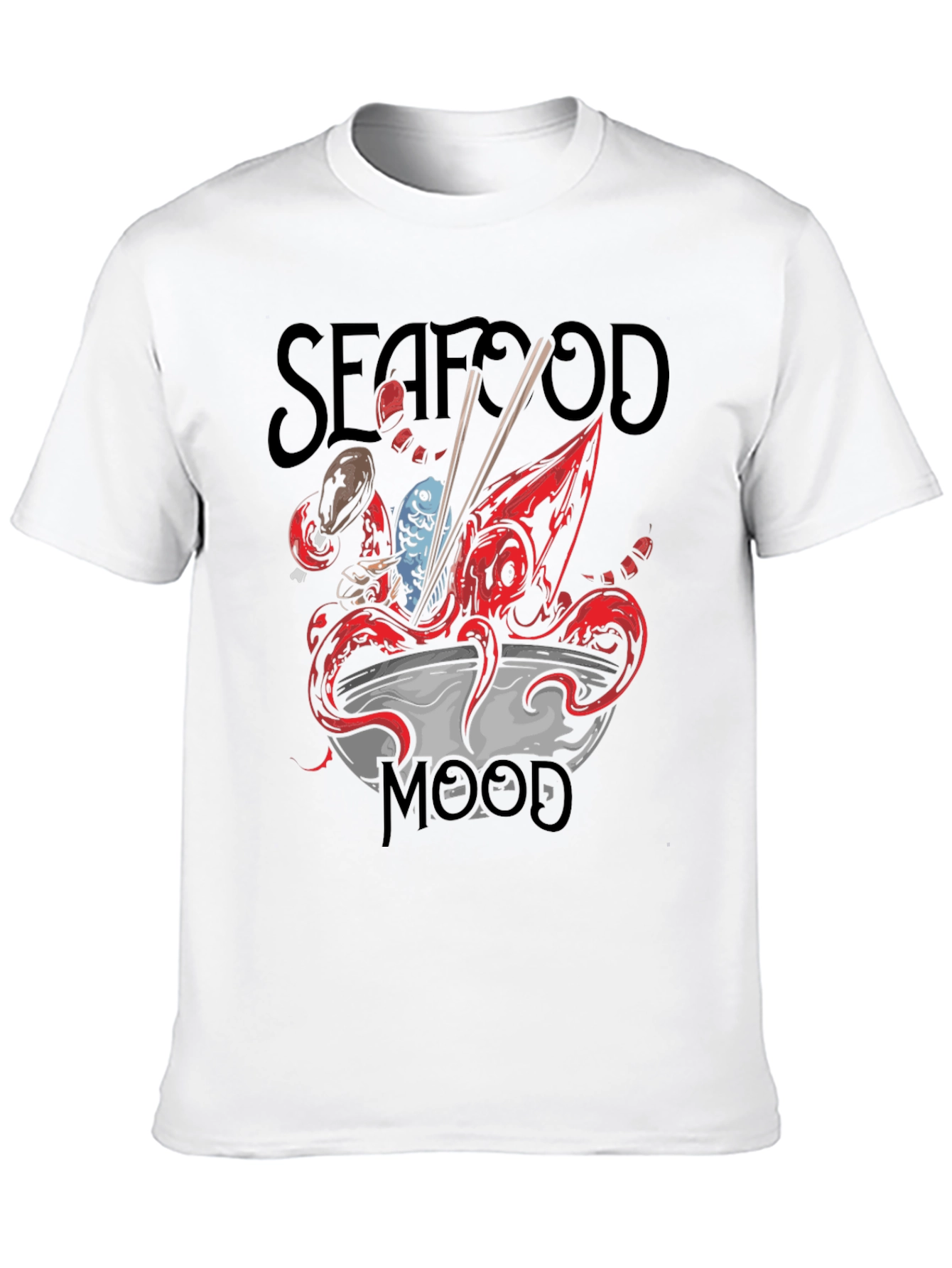 Seafood Mood Graphic Tee - Unique Octopus Ramen Design