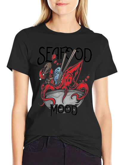Seafood Mood Graphic Tee - Unique Octopus Ramen Design
