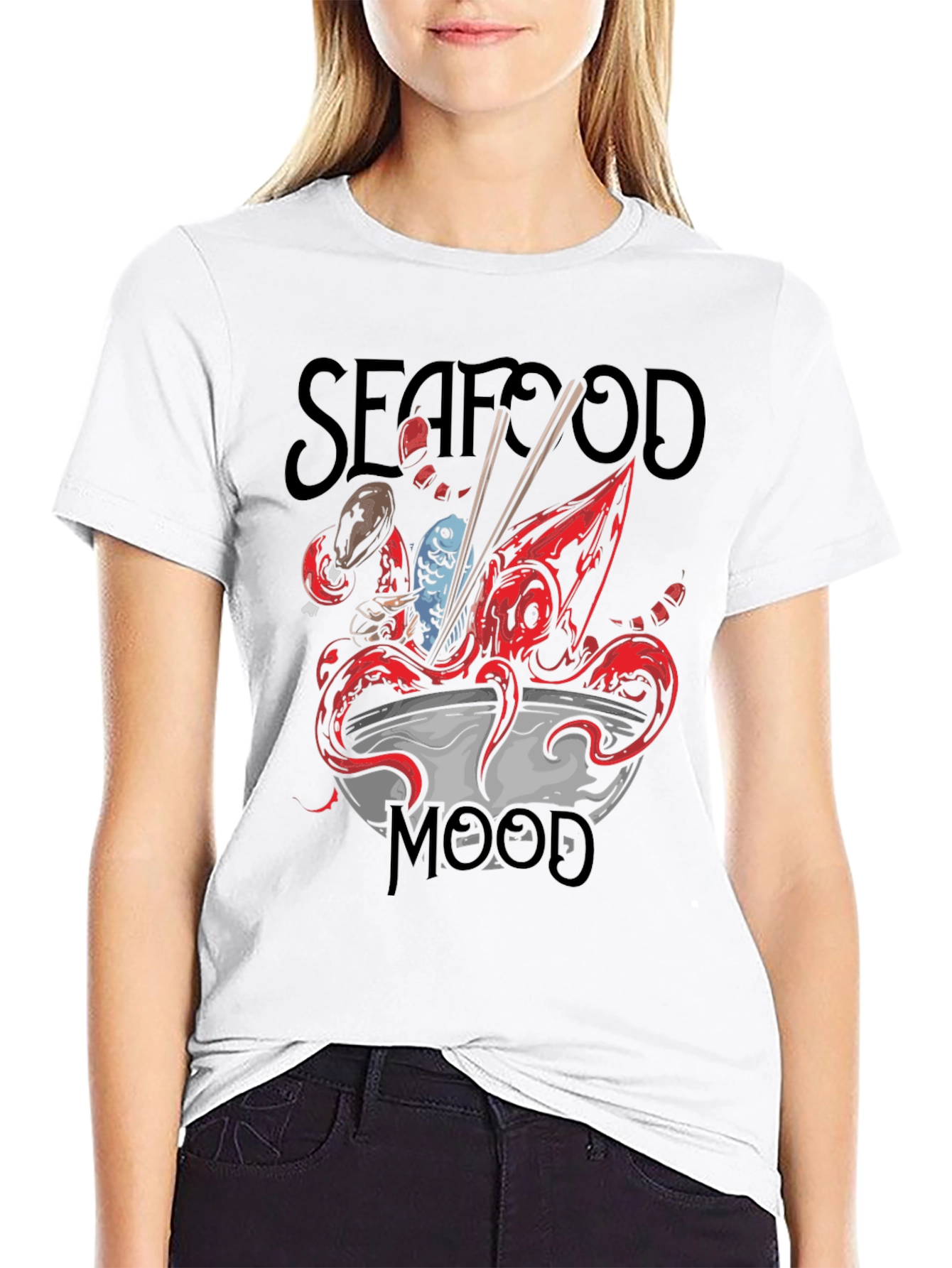 Seafood Mood Graphic Tee - Unique Octopus Ramen Design