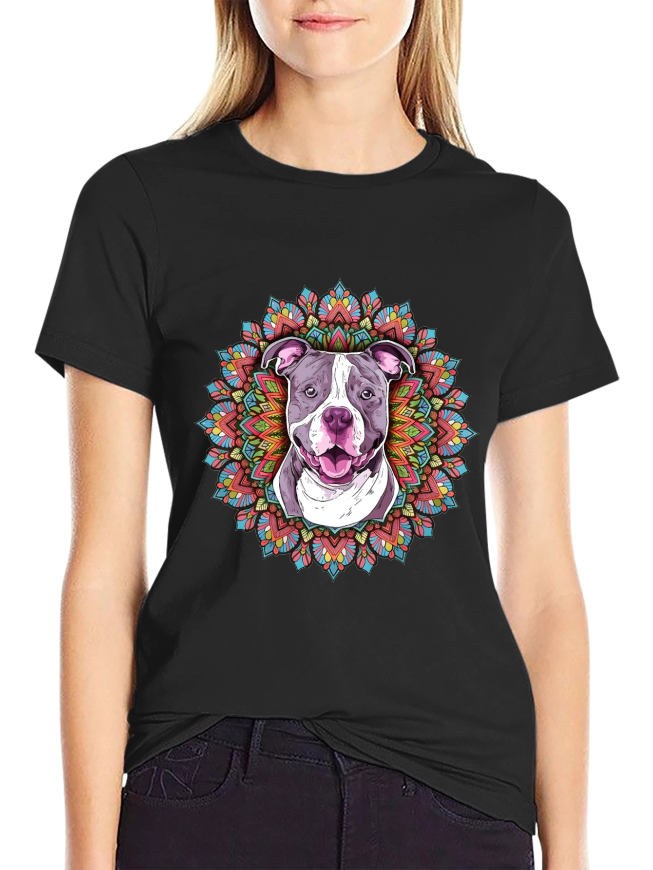 Pitbull Mandala Graphic Tee - Stylish Dog Lover Shirt
