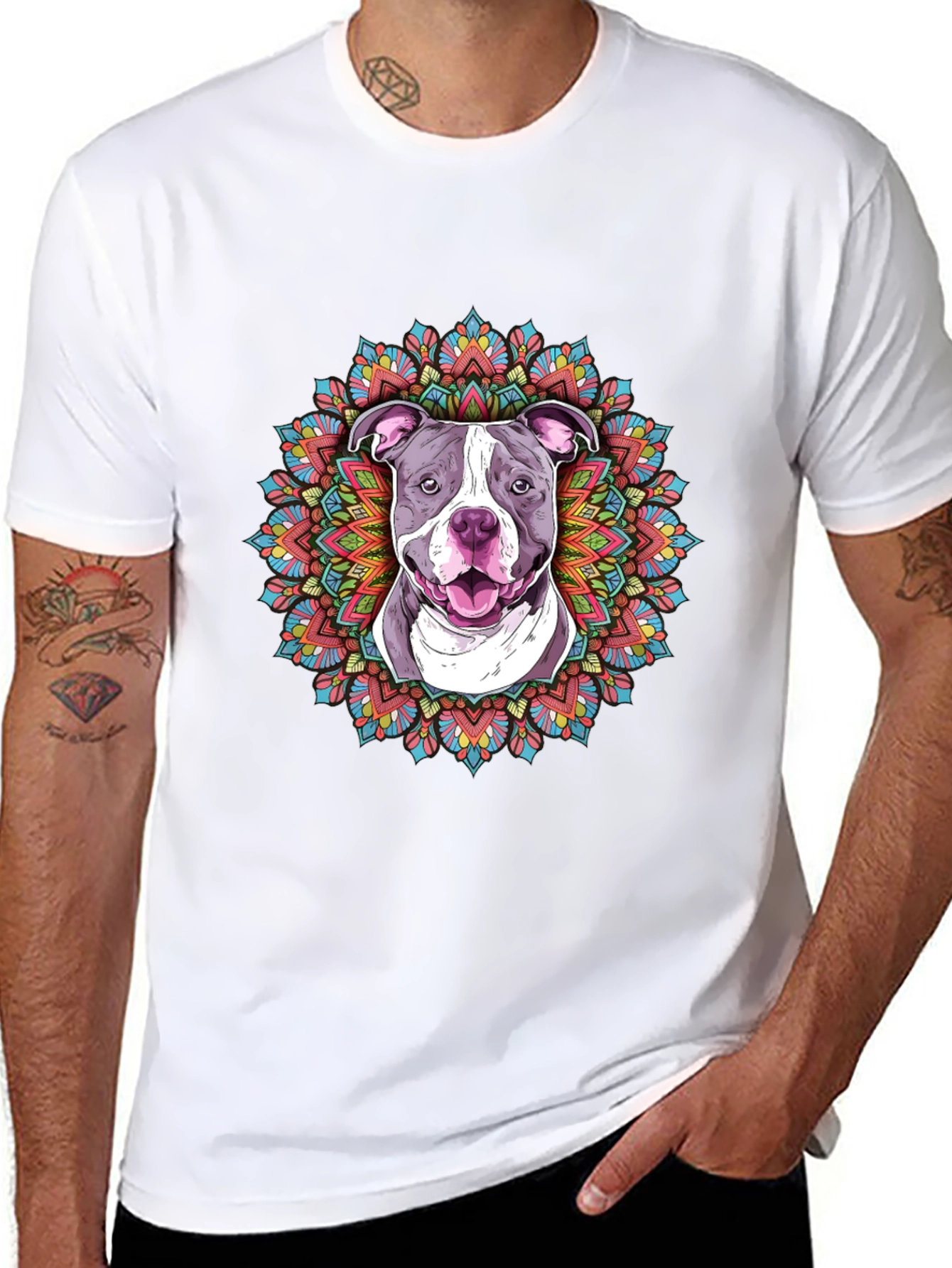 Pitbull Mandala Graphic Tee - Stylish Dog Lover Shirt