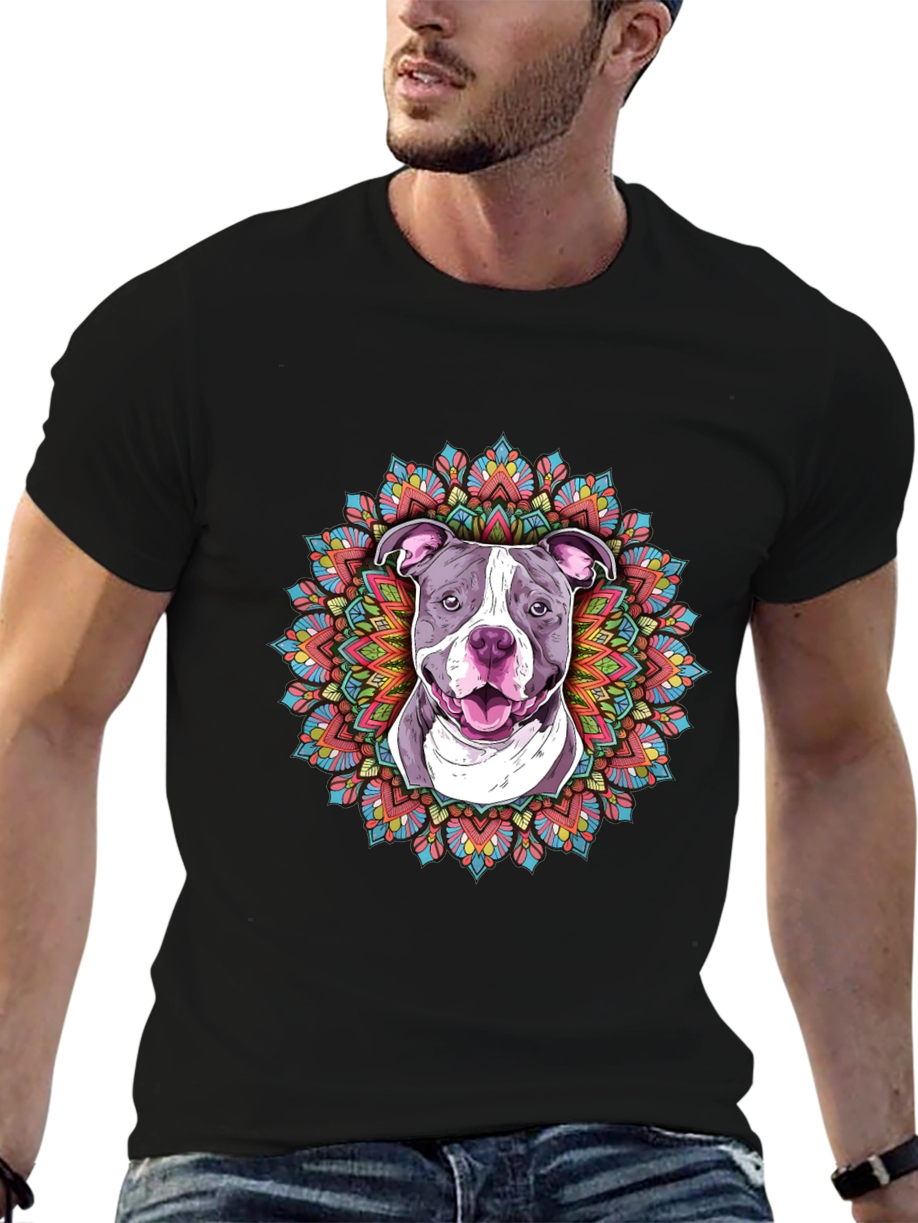 Pitbull Mandala Graphic Tee - Stylish Dog Lover Shirt