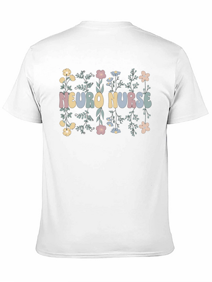 Neuro Nurse Floral T-Shirt - Black Cotton Tee