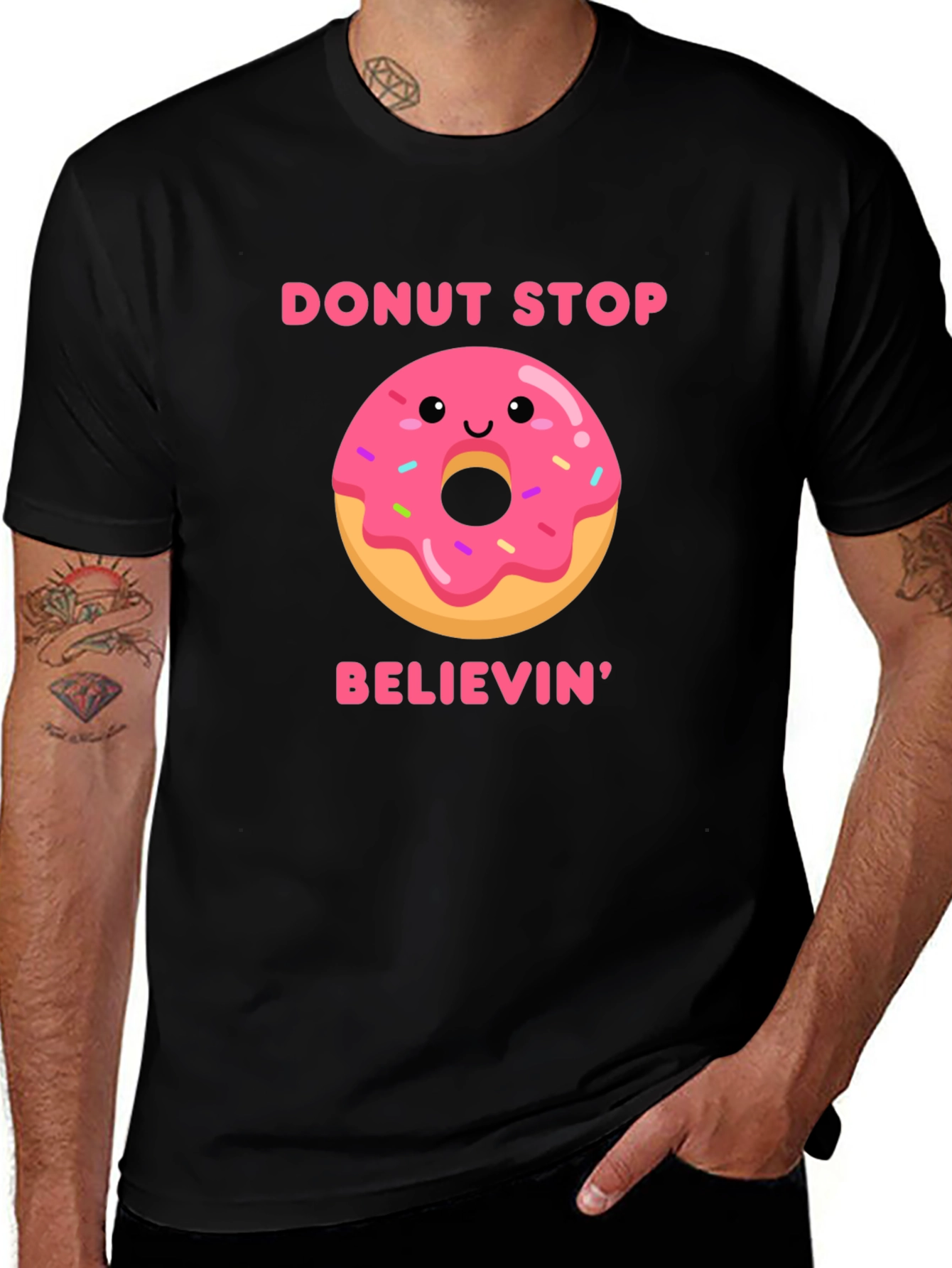 Donut Stop Believin Graphic Tee - Black