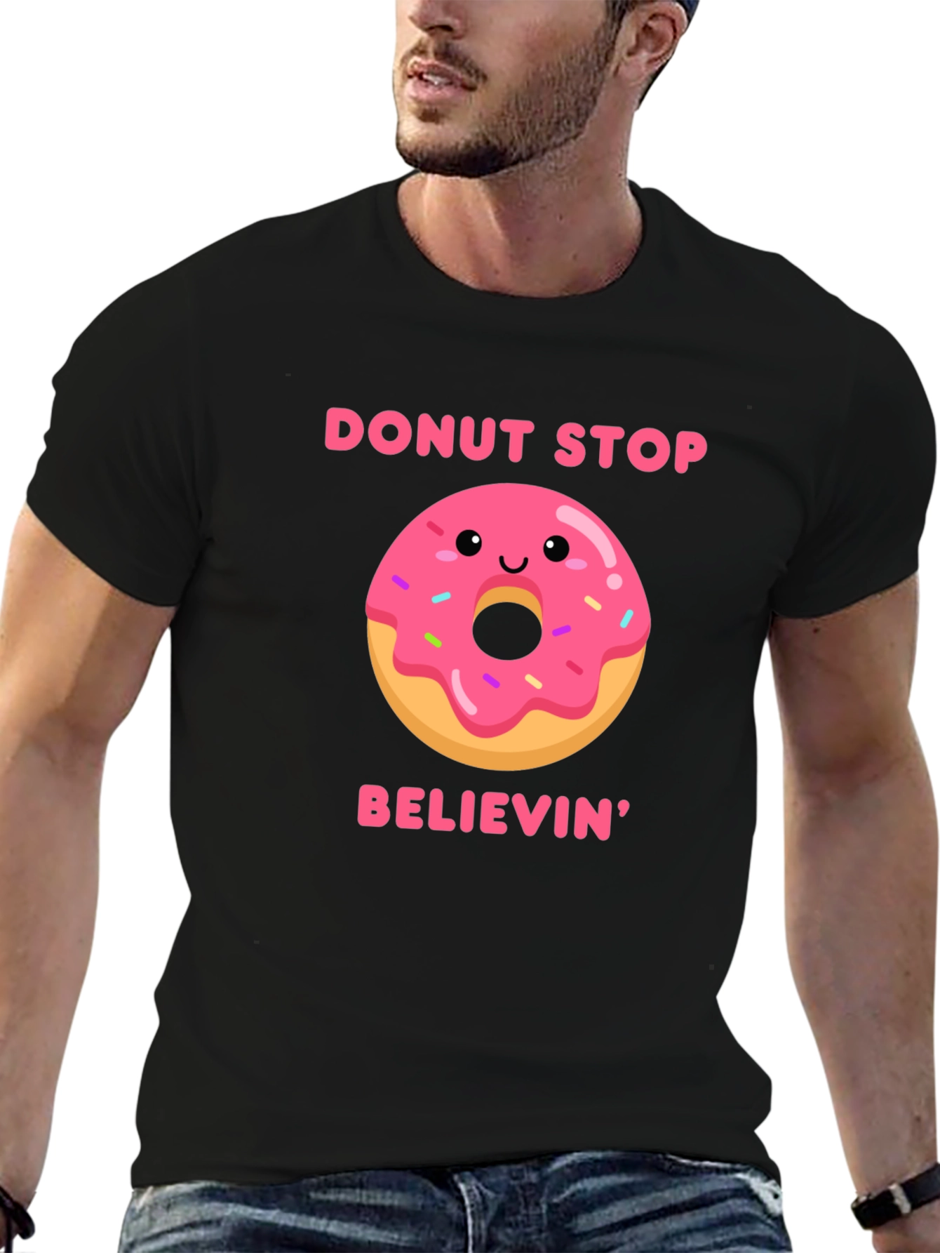Donut Stop Believin Graphic Tee - Black