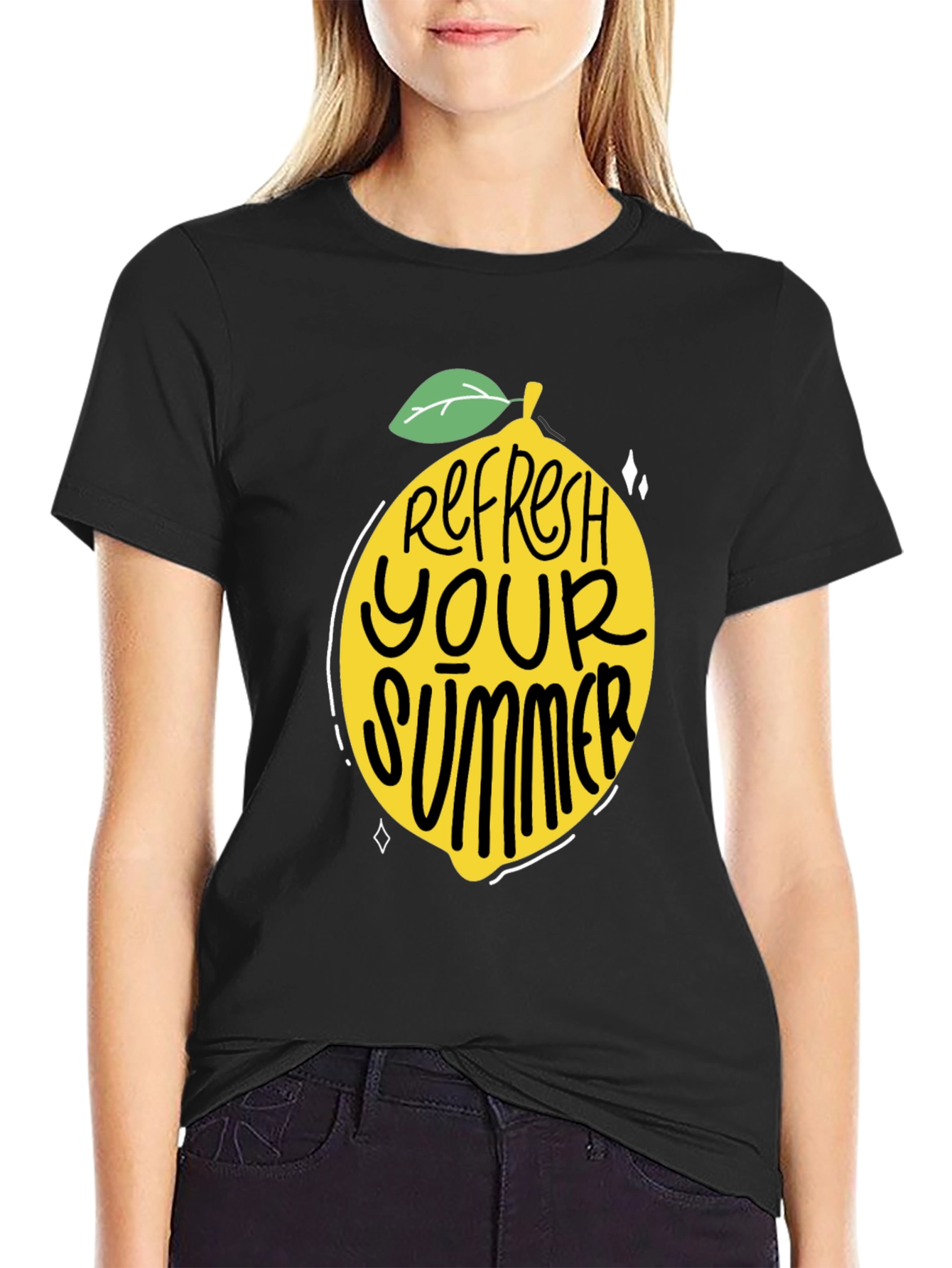 Refresh Your Summer Black Graphic Tee
