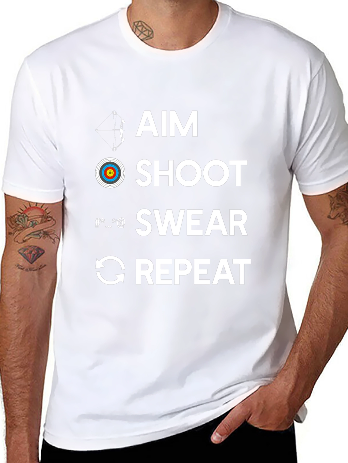 Aim Shoot Swear Repeat Archery T-Shirt