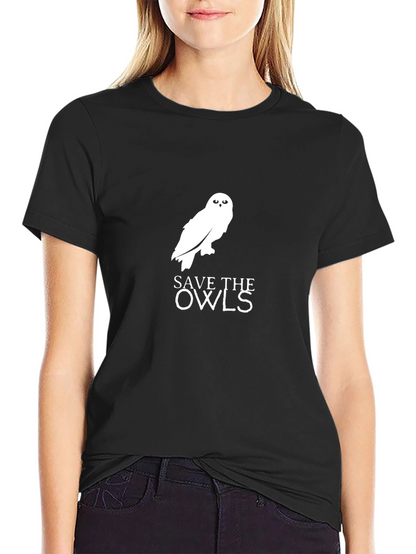 Save the Owls Graphic Tee - Black Cotton T-Shirt