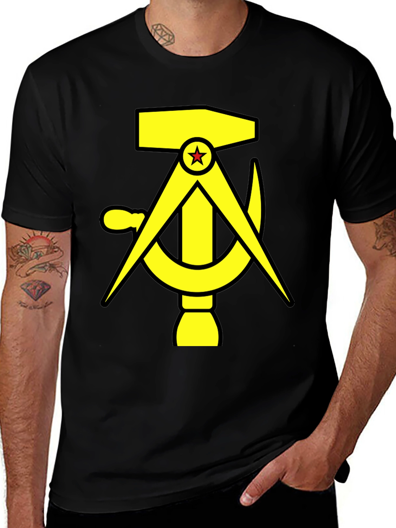 Hammer Compass and Sickle Black T-Shirt