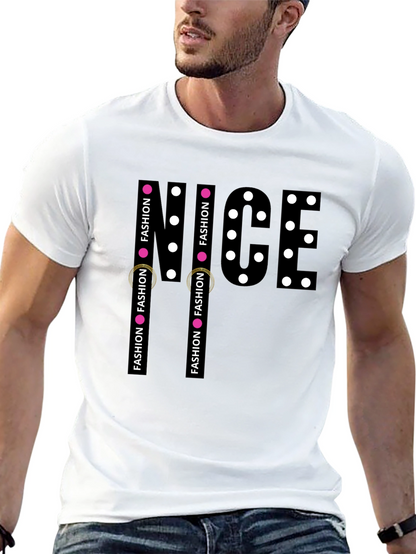 Mens Black NICE Graphic Print T-Shirt