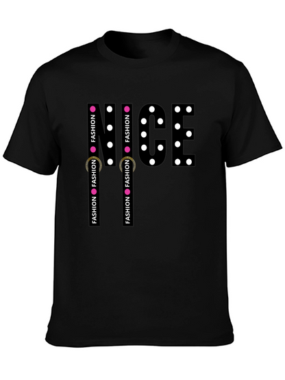 Mens Black NICE Graphic Print T-Shirt