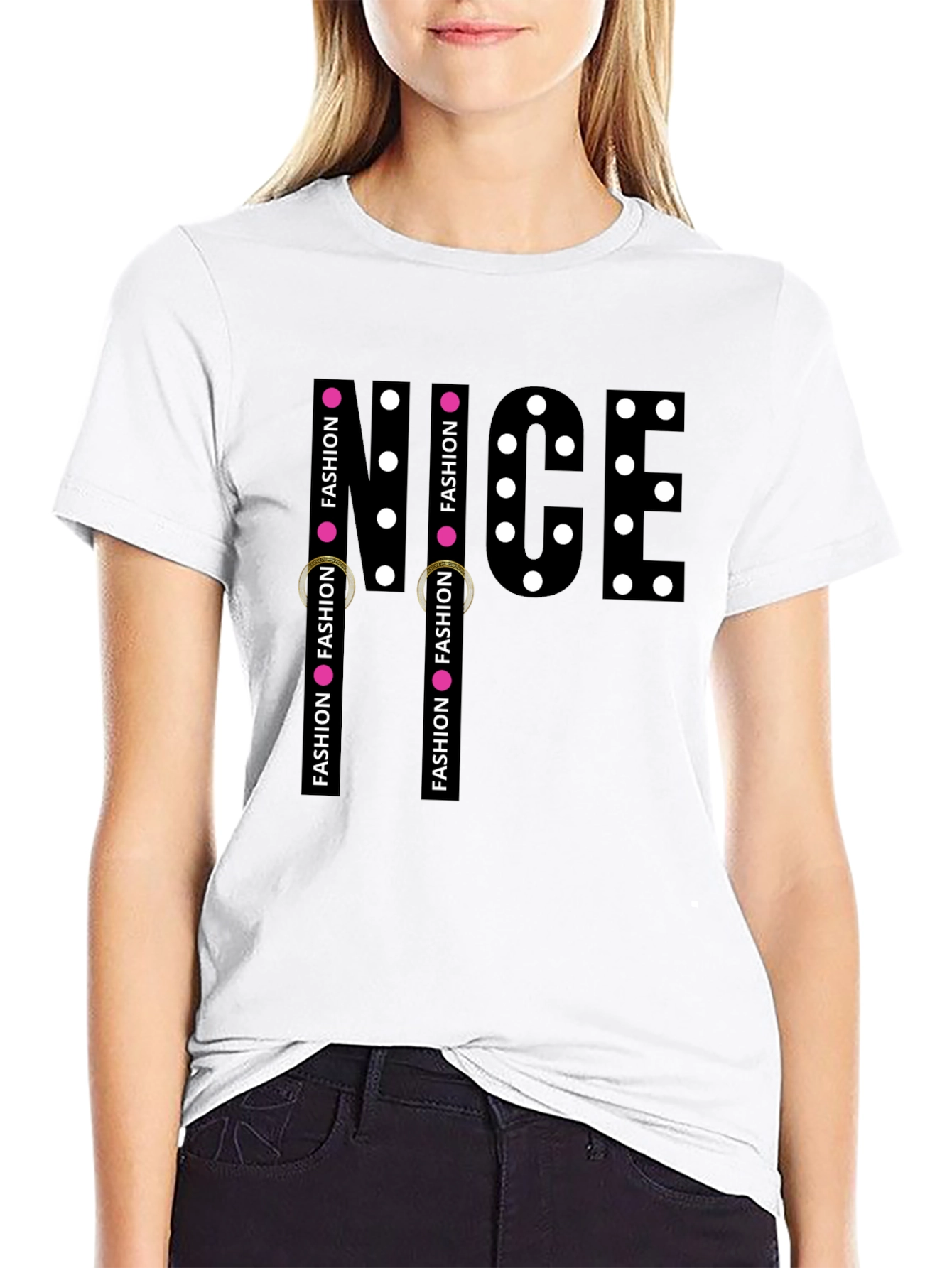 Mens Black NICE Graphic Print T-Shirt