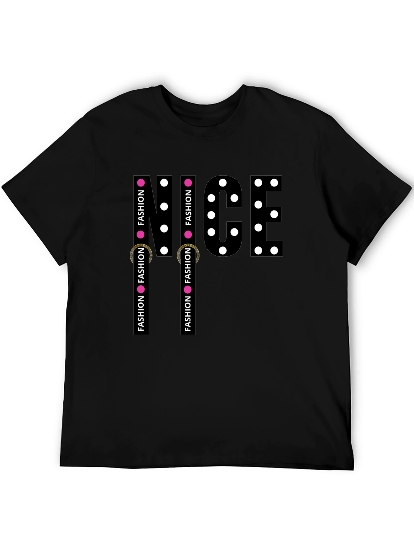 Mens Black NICE Graphic Print T-Shirt