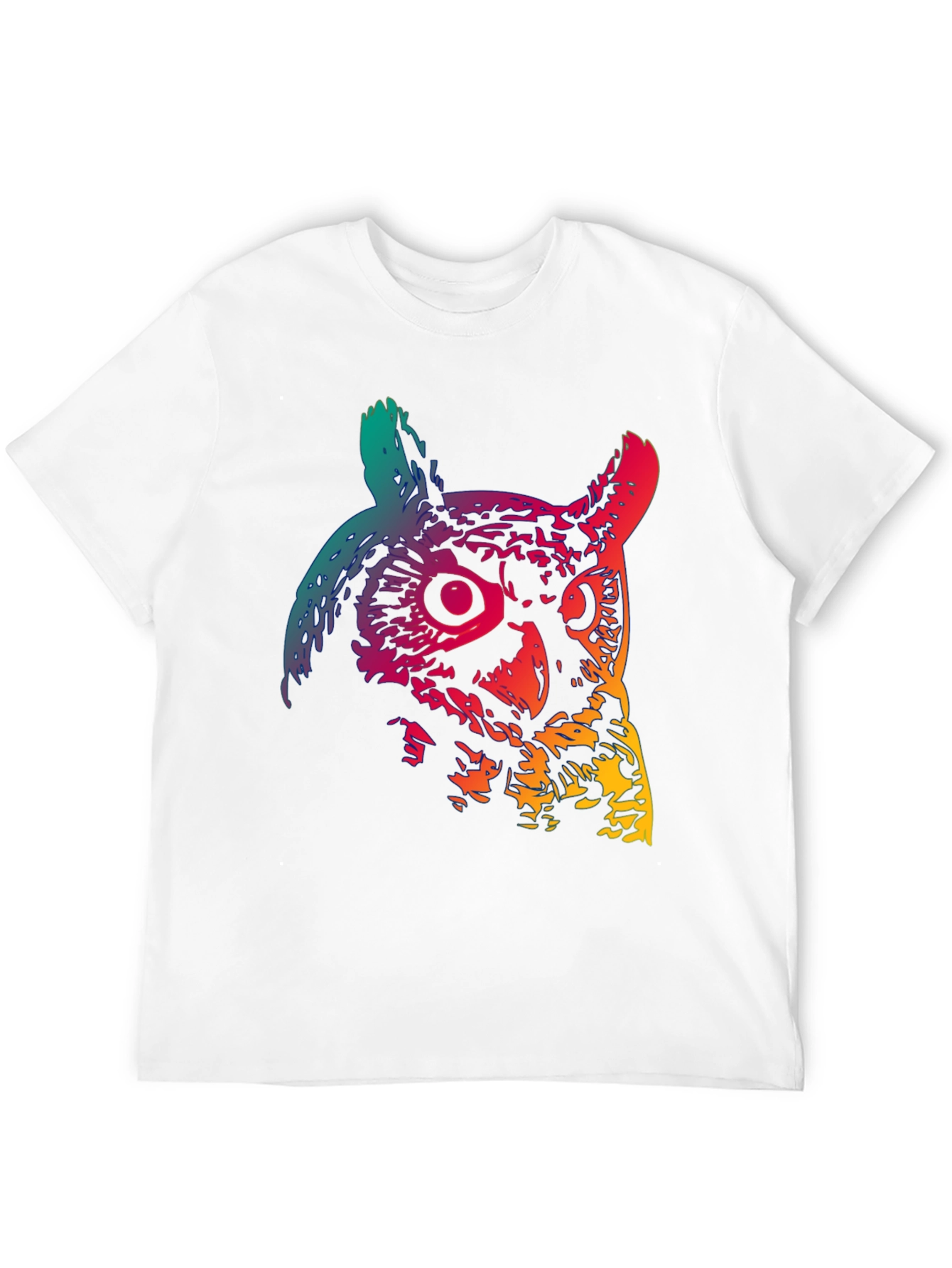 Rainbow Owl Graphic Print Mens Black T-Shirt