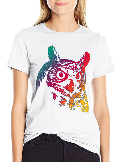 Rainbow Owl Graphic Print Mens Black T-Shirt