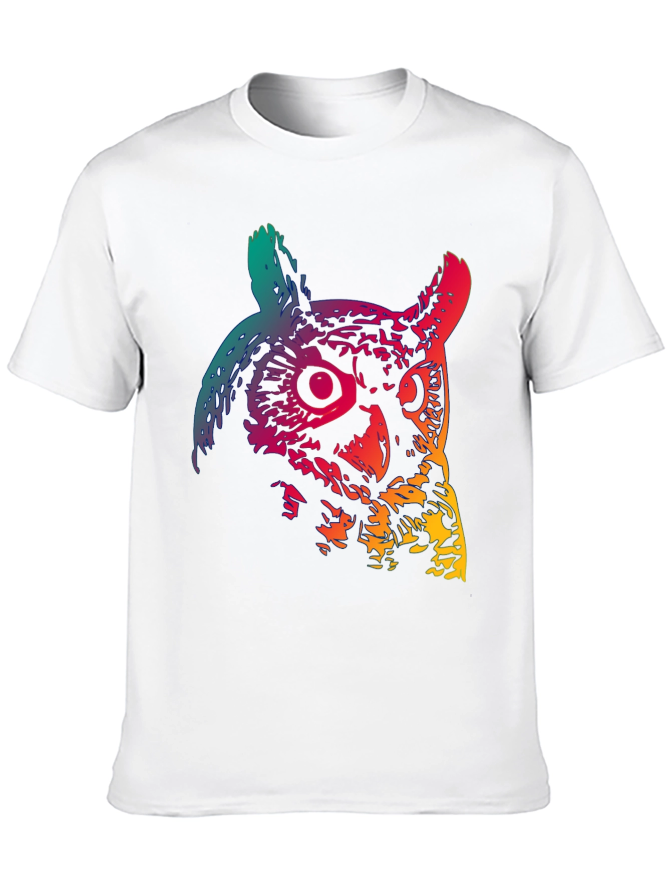 Rainbow Owl Graphic Print Mens Black T-Shirt