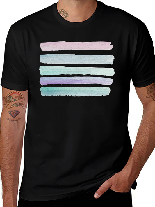 Watercolor Stripe Tee - Stylish Black Cotton T-Shirt