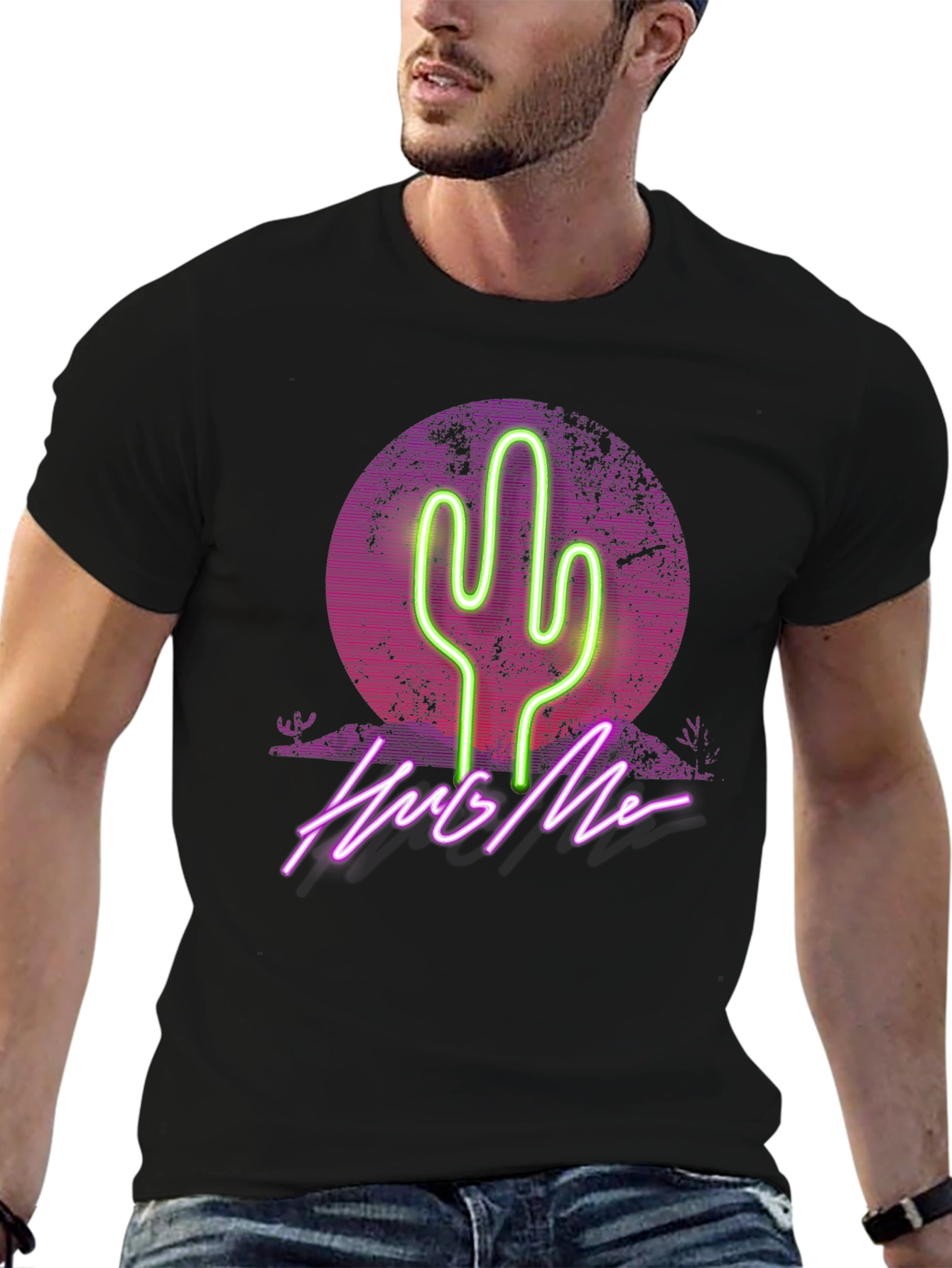Neon Cactus Hug Me Graphic Tee