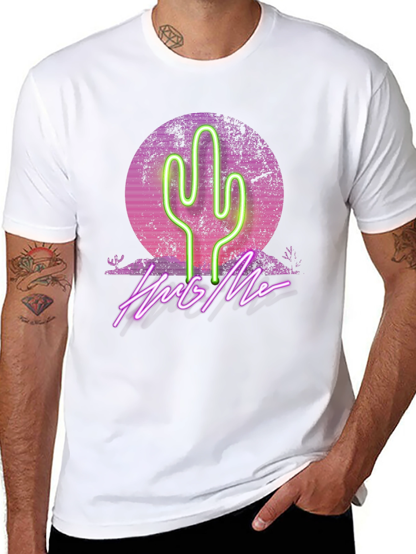 Neon Cactus Hug Me Graphic Tee