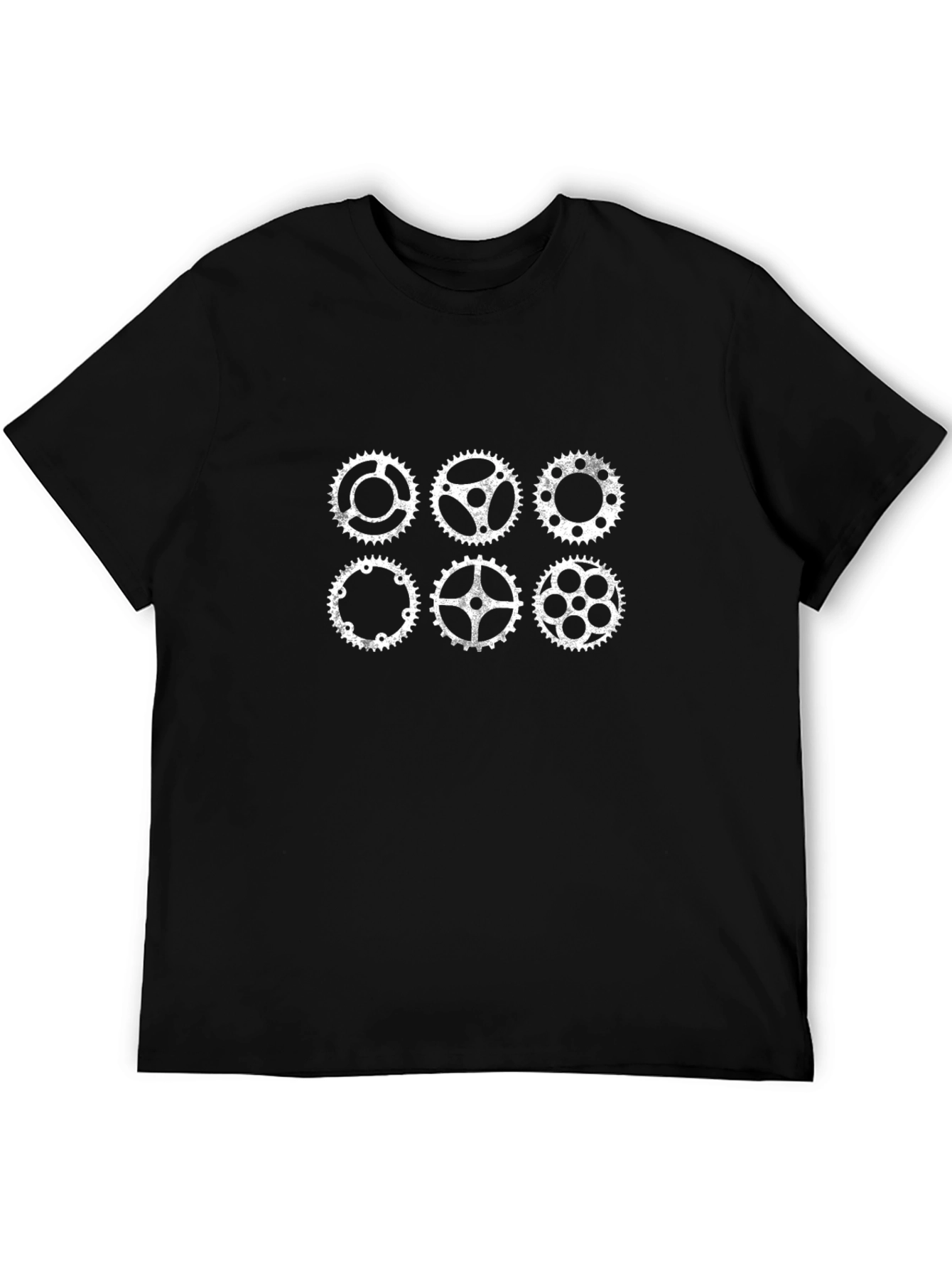 Geometric Gears Graphic Tee - Stylish Black T-Shirt