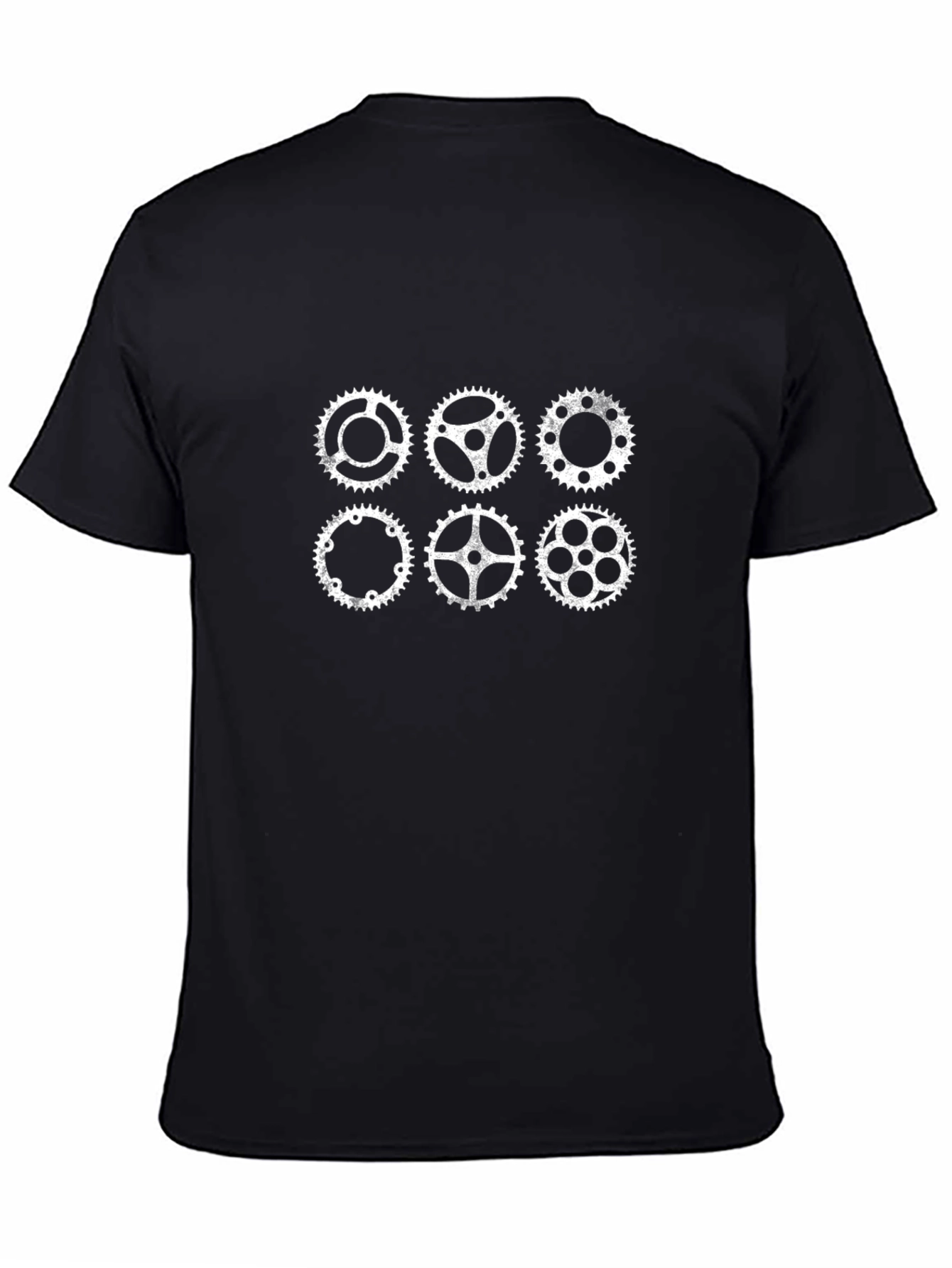 Geometric Gears Graphic Tee - Stylish Black T-Shirt