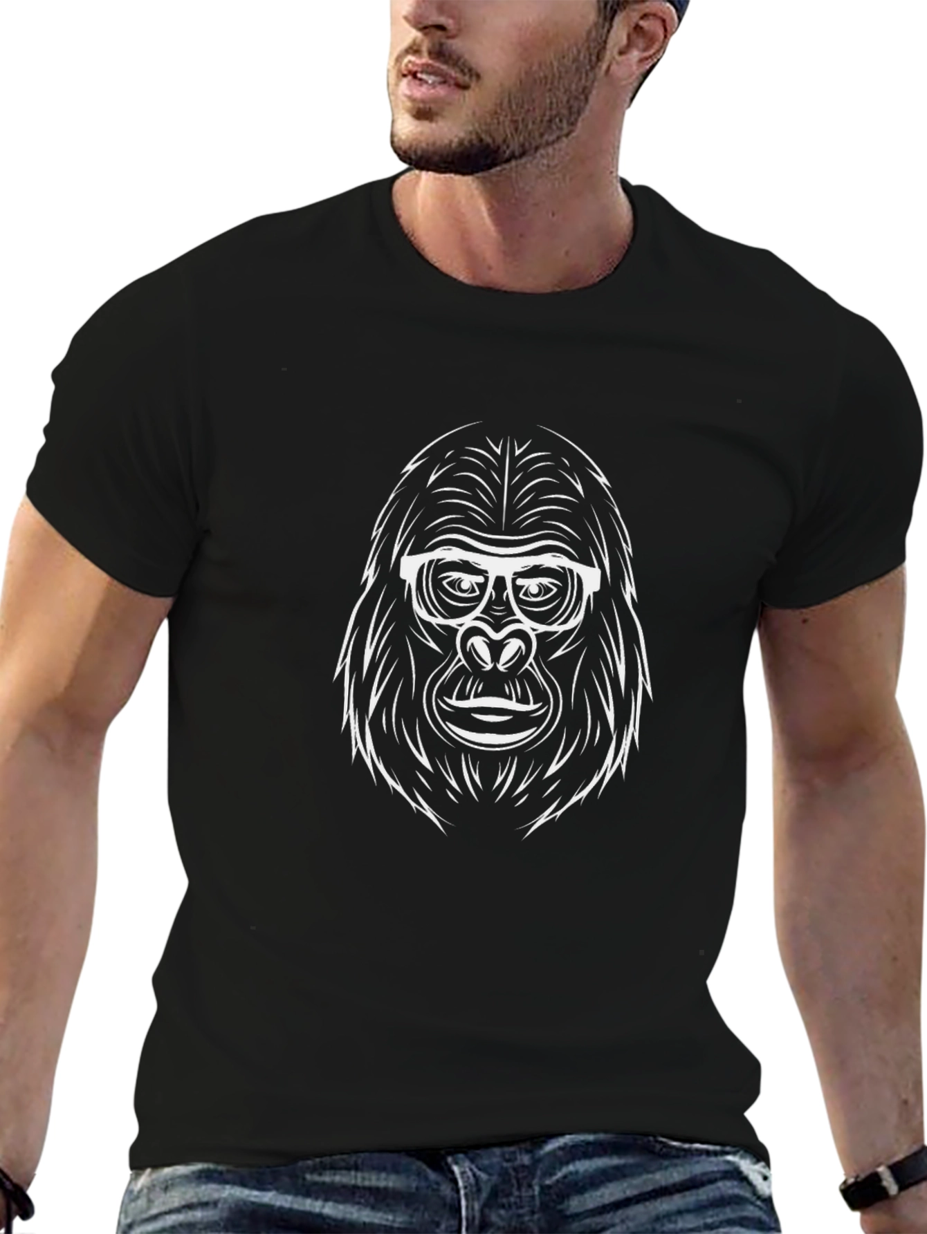 Cool Gorilla Graphic Tee - Black Cotton Blend